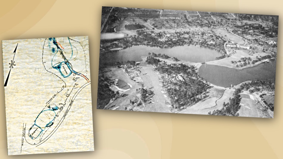 Tyler Rae has a myriad of historic materials to work with, including 1929 drawings from Charles Banks (right) and aerials from 1941 (Images: Mountain Lake) 