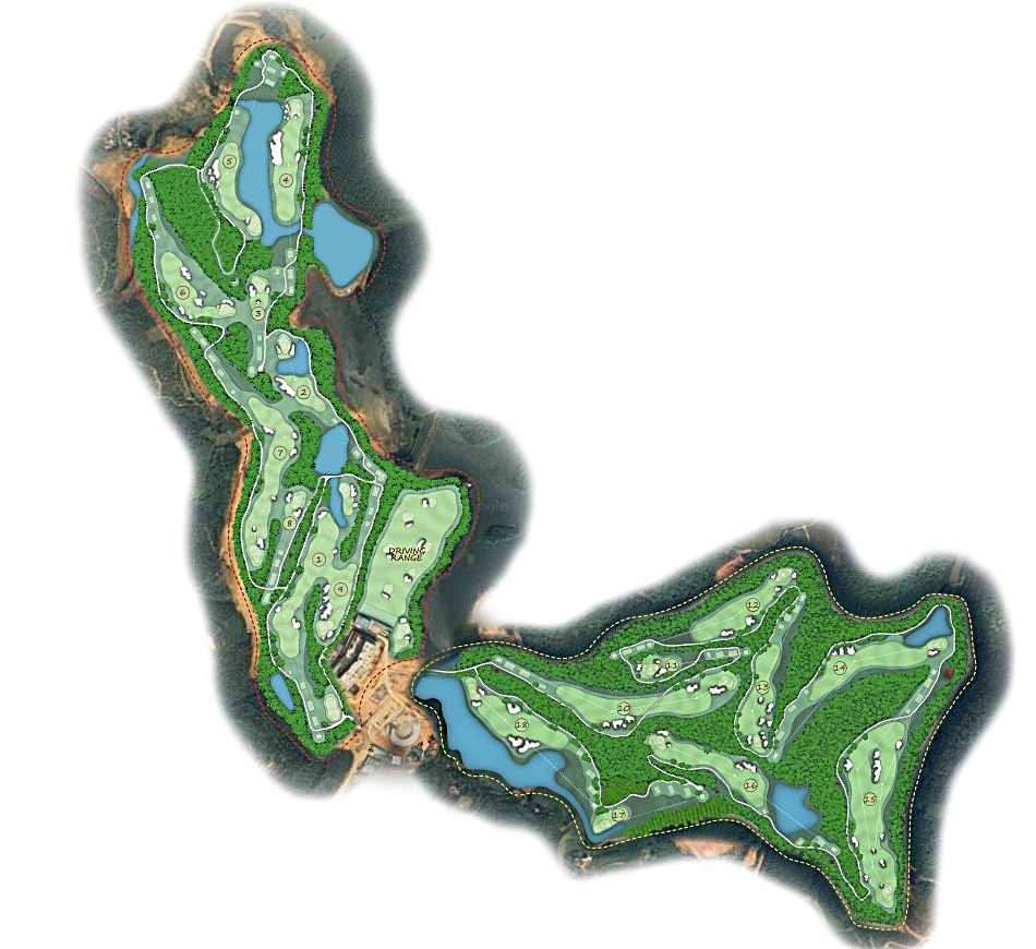 Greg Norman’s design team routed the Văn Lang course over an undulating, forested site with eight lakes (Image: Greg Norman Golf Course Design)