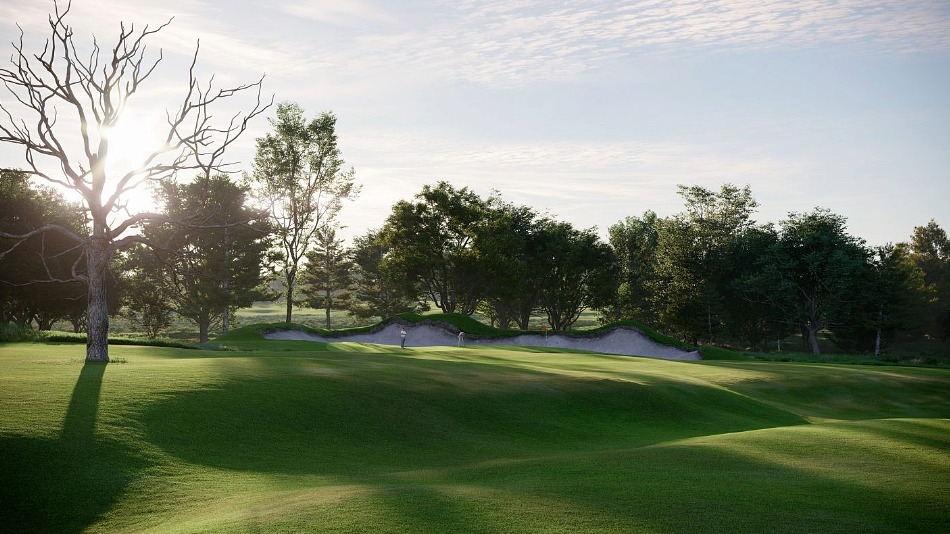 King Collins Dormer are focusing on Golden Age principles of golf course design. Pictured, a visualisation of the third hole (Image: Harris Kalinka)