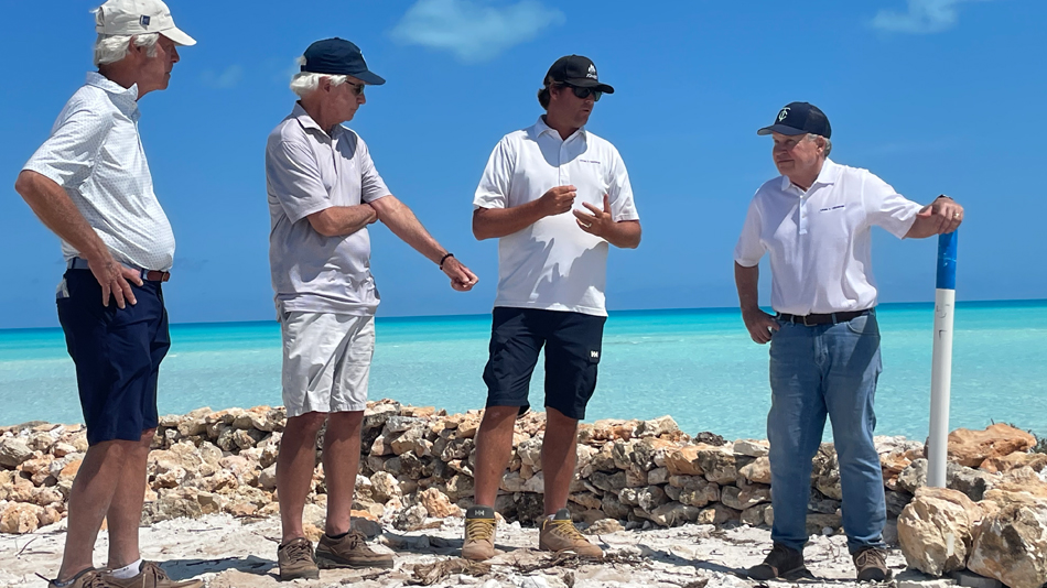 Bill Coore, Ben Crenshaw, Trevor Dormer and Scotty Sayers on site at Torch Cay, which is under construction in The Bahamas (Photo: Jim Kidd)