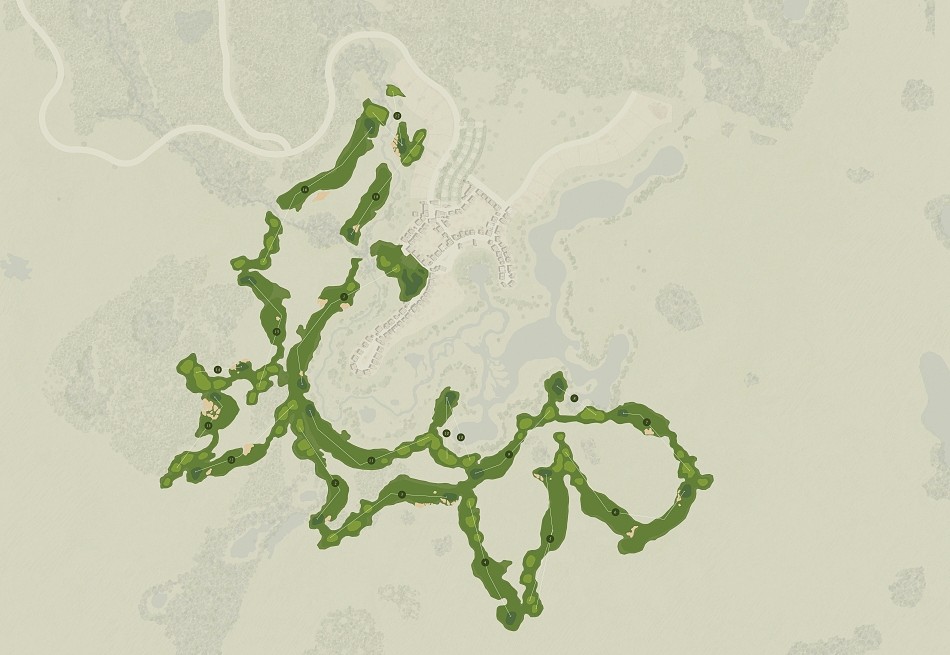 Doak’s 18-hole routing, which has several holes playing along Long Lake (Image: Old Shores)